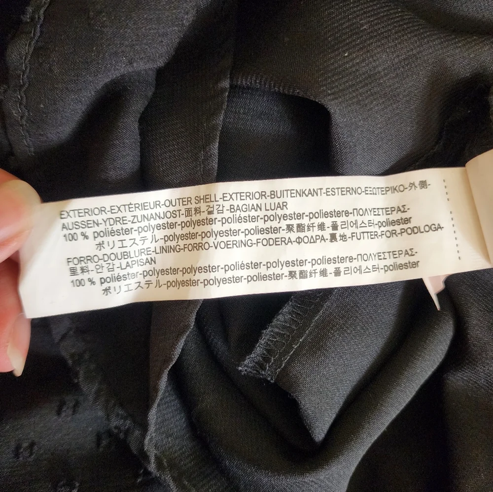 ZARA Trafaluc Black Embroidered Floral Long Sleeve Tassel Chiffon Top Boho XS - Picture 11 of 12